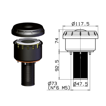 Filtr powietrza do zbiornika oleju H-74mm