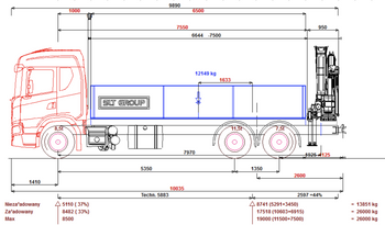 SCANIA G450 B6x2*4NA CG20N - rozstaw osi: 5350mm